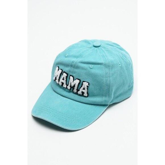 Turquoise Mama Washed Sherpa MAMA Baseball Cap - Picture 1 of 6